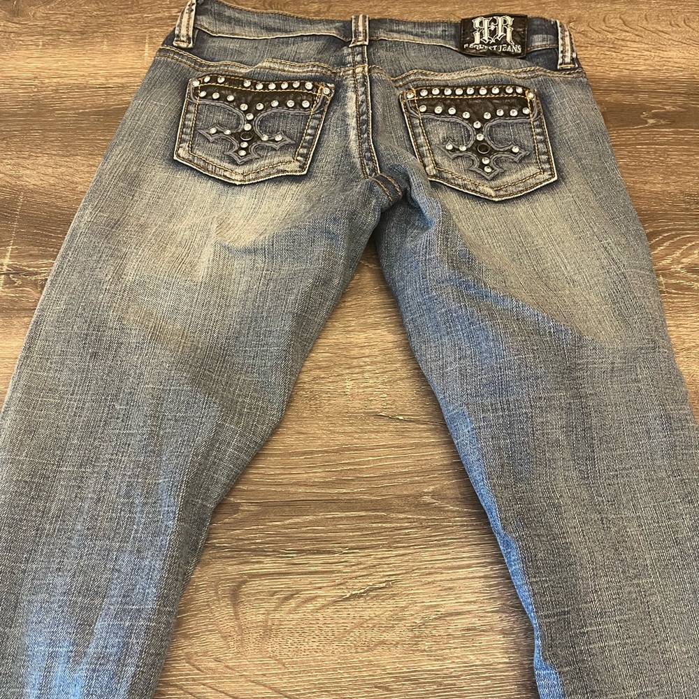 Request distressed decorated blue jeans pants - Picture 7 of 10